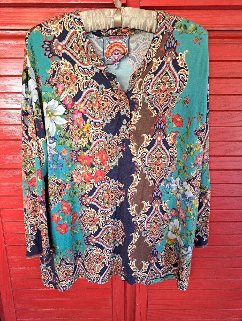 Johnny Was M indi Floral Bamboo Tee Shirt Long Sleeve